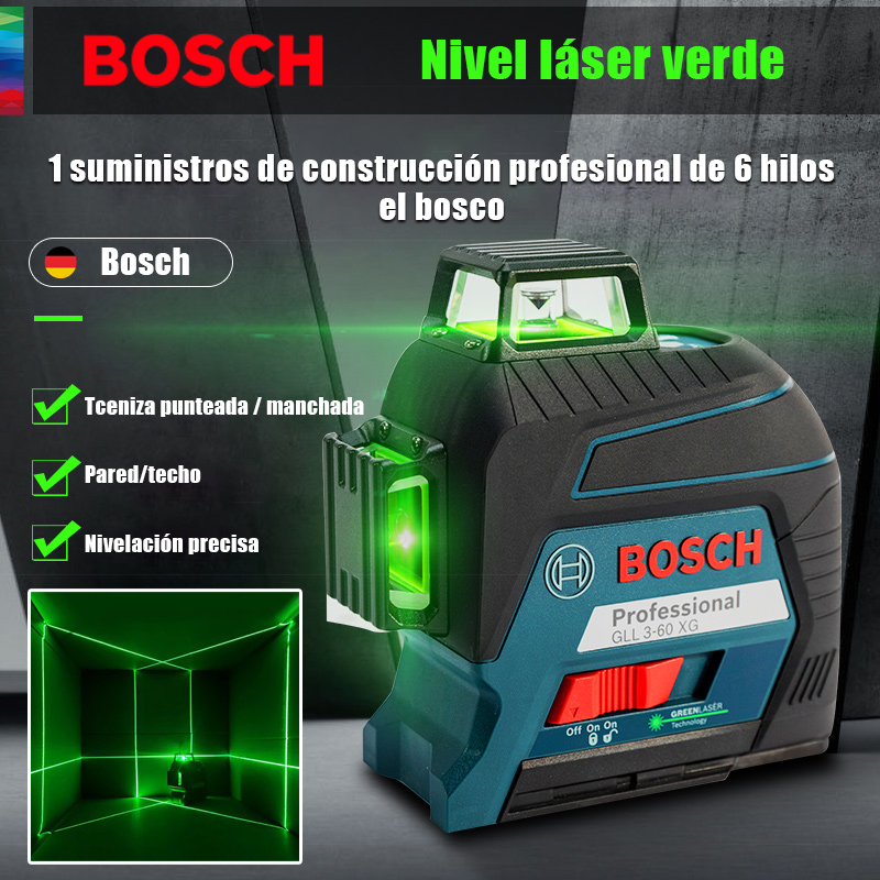 [BOSCH] Nivel láser de 16 líneas, visible a 60 metros al aire libre, 360° alrededor de toda la casa, cuatro modos de funcionamiento son opcionales, ordene ahora y disfrute del 50% de descuento, contra reembolso y envío gratis